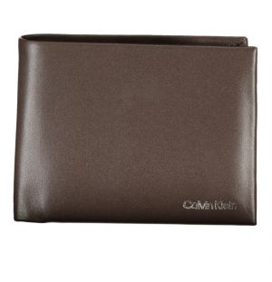 BILLETERA DE CUERO DE HOMBRE CALVIN KLEIN NEGRO, MARRÓN - Marrón