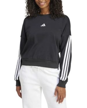 Sudadera de mujer Adidas 3 Stripes Essential French Terry 3 color negro/blanco