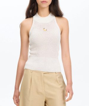 Top de mujer halter crochet,plátano bordado INSIDE