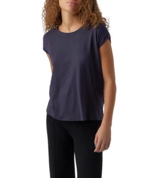 Camiseta de manga corta Vero Moda Ava Plain rosa,azul,azul oscuro, rosa-marrón,verde,blanco - Azul Oscuro, XXL