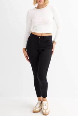 Jeans de mujer skinny color liso negro,blanco INSIDE