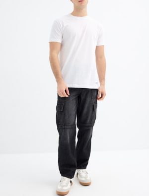 Jeans de hombre cargo multibolsillos negro INSIDE