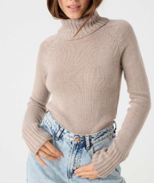 Jersey de mujer básico cuello alto de marca española INSIDE beige,negro,blanco