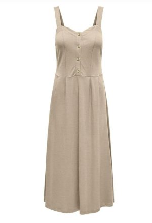 Vestido largo sin mangas Jany de marca Only beige,verde