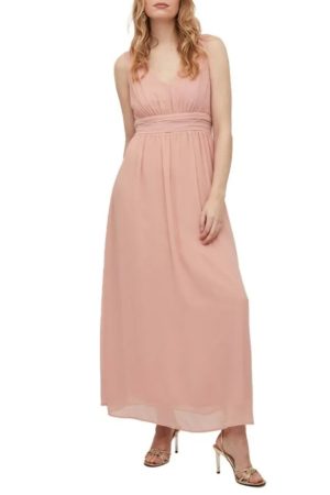 Vestido largo sin mangas Milina de marca Vila rosa