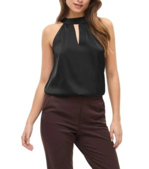 Vila Blusa sin mangas Ravenna Halterneck Top/Oc negro,marrón