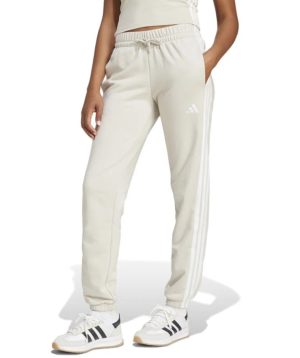 Pantalón deportivo de mujer Adidas Essentials 3 stripes French Terry Cuffed blanco,gris,negro