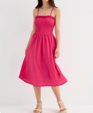 Vestido midi con tirantes fucsia INSIDE - L
