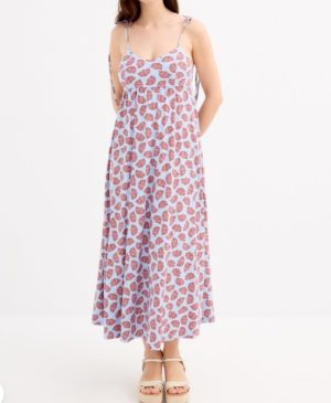 Vestido midi con tirantes estampado azul claro INSIDE - L