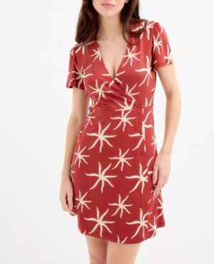 Vestido midi cuello cruzado color ladrillo INSIDE - M