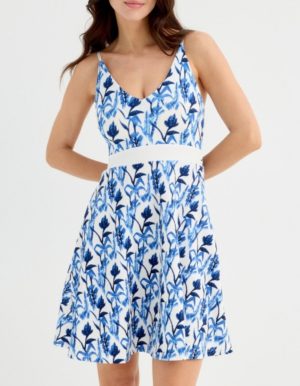 Vestido corto estampado vloral azul INSIDE - L