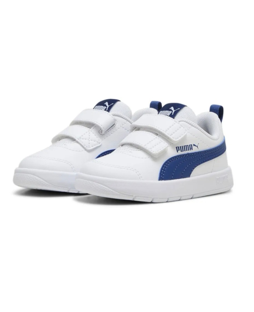 Zapatillas deportivas para niños Puma Courtflex B3 blanco con raya azul,azul oscuro - Imagen 3